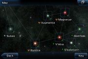 The map as it appears in Galaxy on Fire 2's map menu.